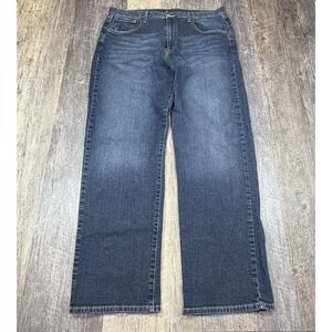 Lucky Brand Dungarees Loose Fit Blue Jeans Mens 36x32 Medium Wash Straight Denim